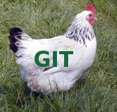 Photo d'un poule avec marqué 'Git' dessus