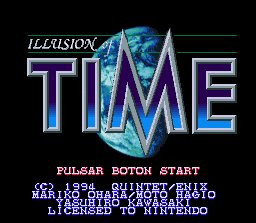 Capture d'écran du menu du jeu "Illusion of time"