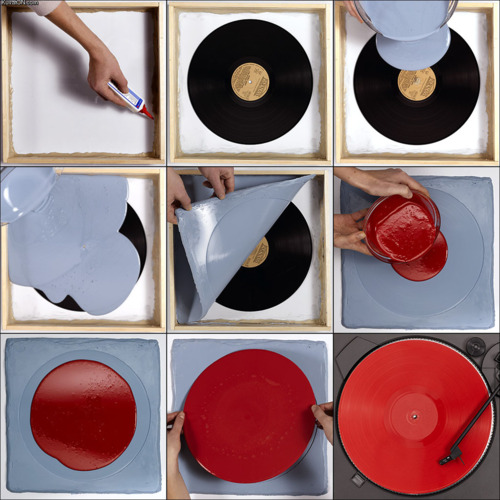 Photos de la procédure de duplication d'un disque vinyle