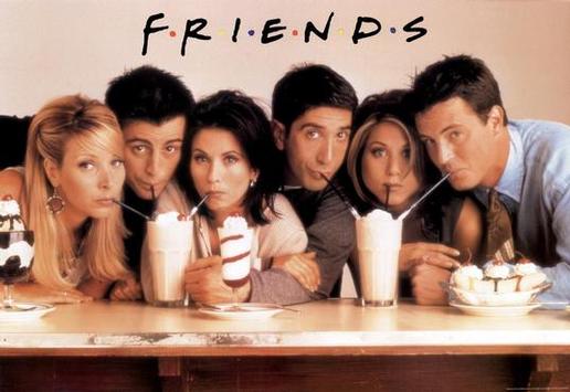 Affiche de la série friends dans lequel les personnages se partages des milkshakes