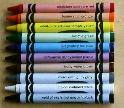 Photo parodique des crayons de couleur crayola