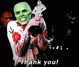 The mask says thank you